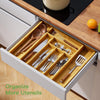 Expandable Bamboo Silverware Drawer Organizer Tray