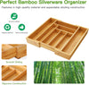 Expandable Bamboo Silverware Drawer Organizer Tray